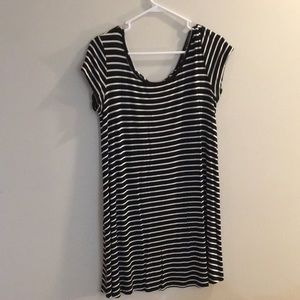 Black and white striped T-shirt dress
